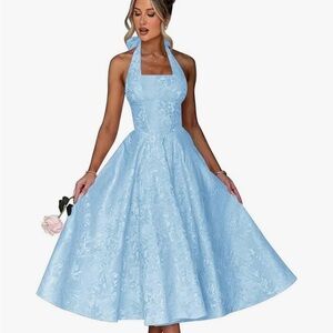 Sky Blue A-Line Cocktail Dress